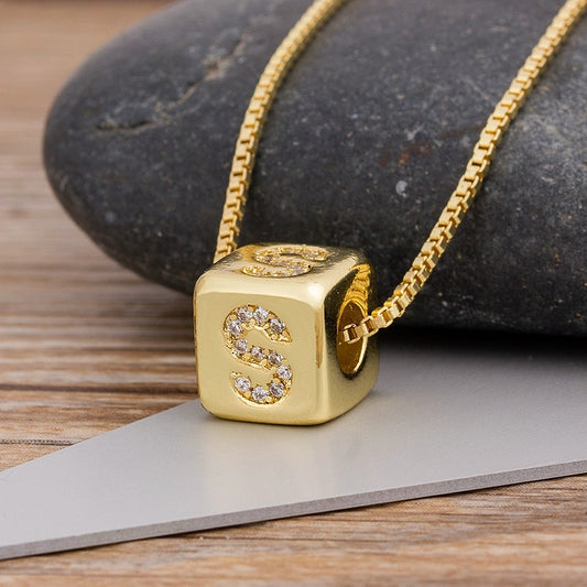 Cube Initial Pendant